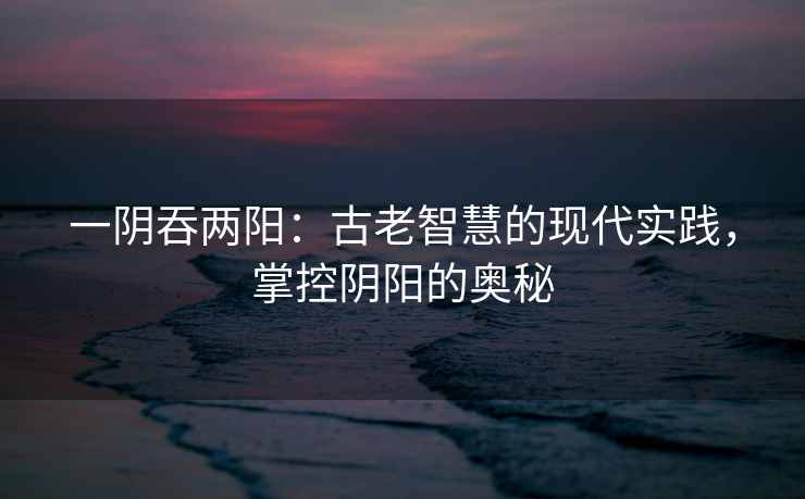 一阴吞两阳：古老智慧的现代实践，掌控阴阳的奥秘