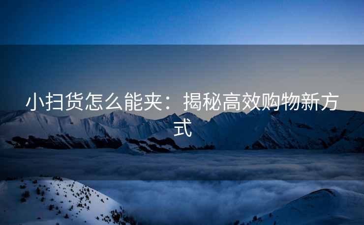 小扫货怎么能夹：揭秘高效购物新方式