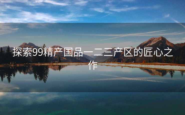 探索99精产国品一二三产区的匠心之作
