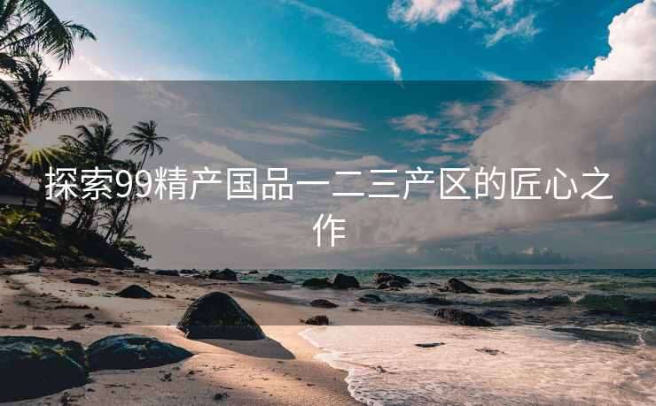 探索99精产国品一二三产区的匠心之作
